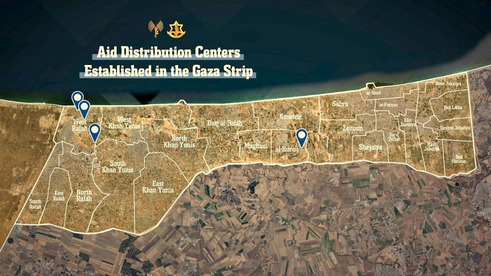 خارطة غزة التي نشرها جيش الاحتلال