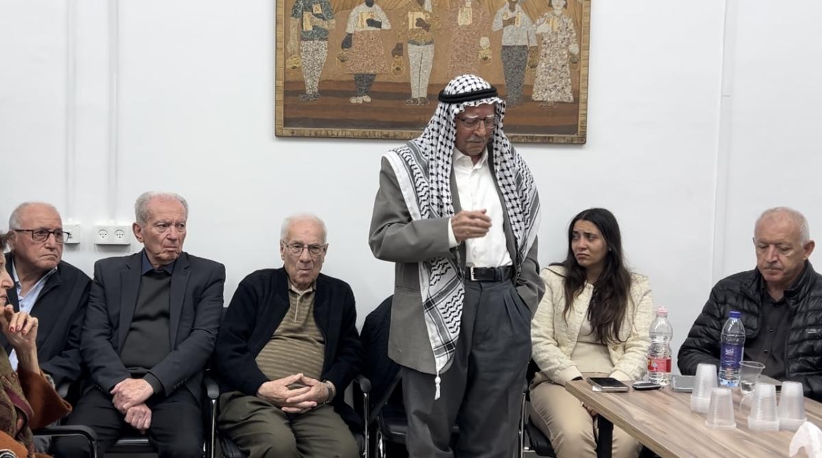 اجتماع تأبيني مهيب بمشاركة حاشدة في حيفا عقب إعلان رحيل القائد الشيوعي والوطني عصام مخول (تصوير الاتحاد)