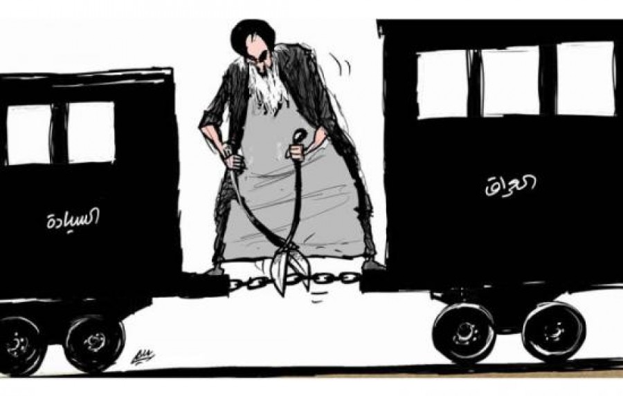 رسم صحيفة الشرق الاوسط الذي اعتبره المتظاهرون مسيئًا للسيستاني