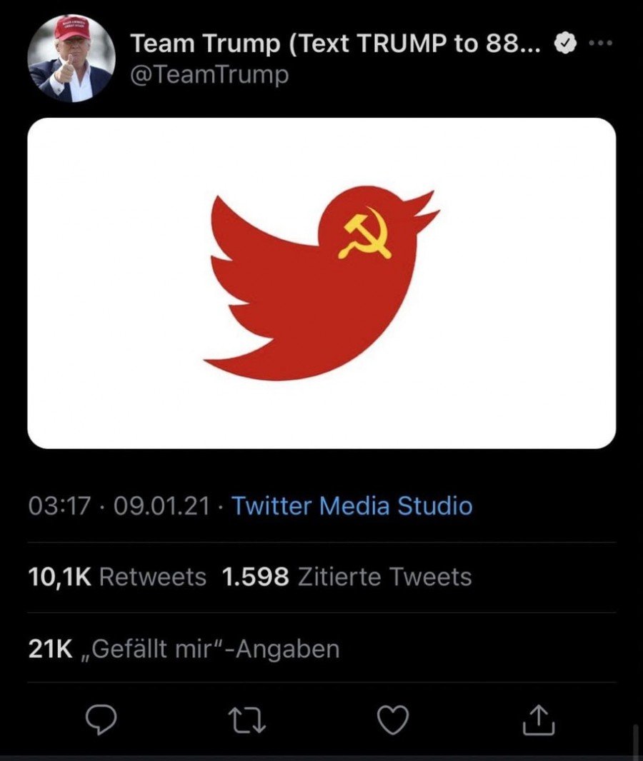 تغريدة ترامب على تويتر يشبه يربط فيها الشركة بالشيوعية- تويتر