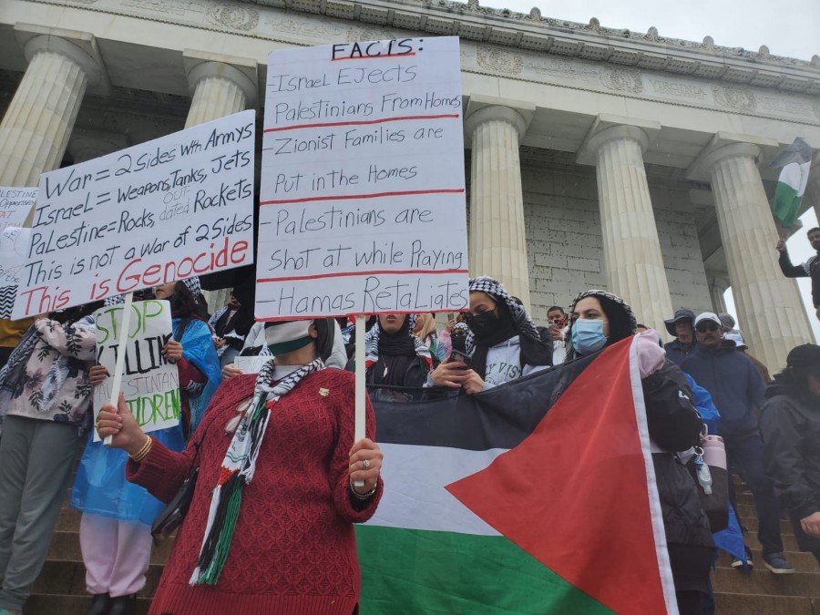 تظاهرة حاشدة في واشنطن تنديدًا بجرائم الاحتلال الاسرائيلي