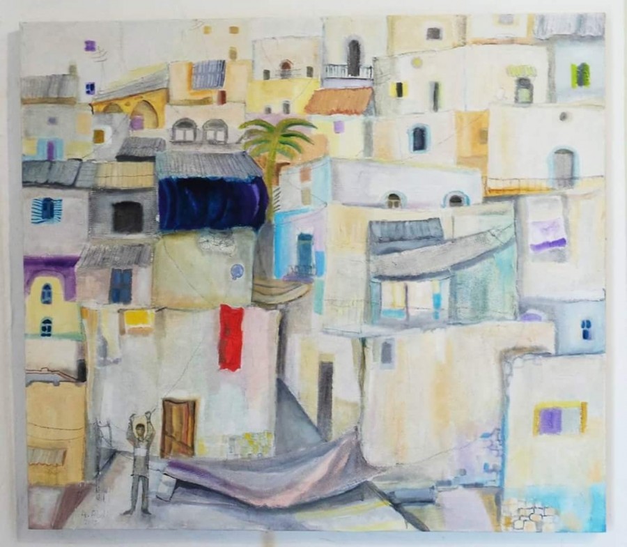 لوحة "وادي النسناس" للفنان عبد عابدي (محفوظات جورج الأعمى)